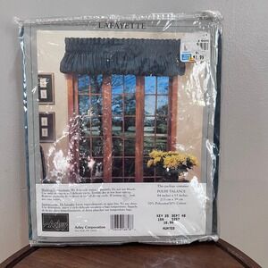 Vtg Arley Lafayette Pouff Valance Hunter Green Damask 84x15 Traditional NIP